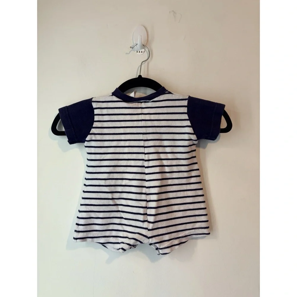 Vintage Cradle Togs One Piece Jumper Boys 6-9 Months Cars Signs Striped Textured